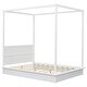preview thumbnail 6 of 8, Full Size Wood LED Canopy Bed, Platform bed With Support Slats, White