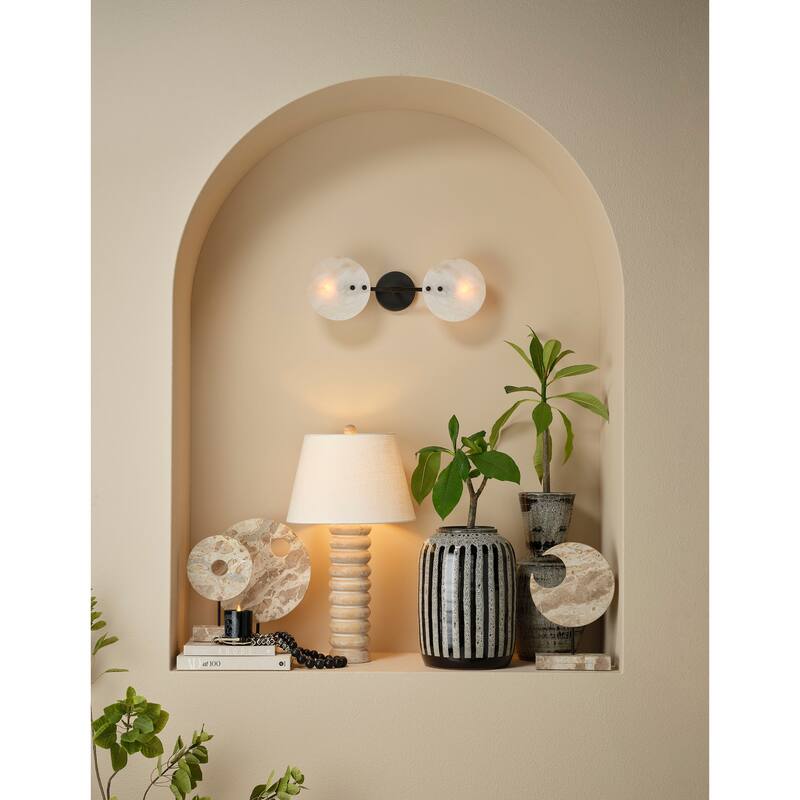 Jamie Young Abacus Mango Wood Table Lamp with Linen Shade