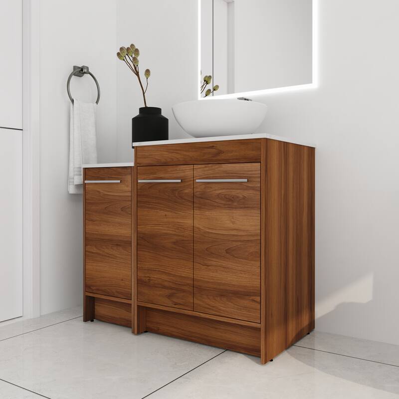 ARTCHIRLY 24/36/48/60 Inch Bathroom Vanity with Sink, Freestanding Bathroom Vanity with Soft Close Door and Shelf