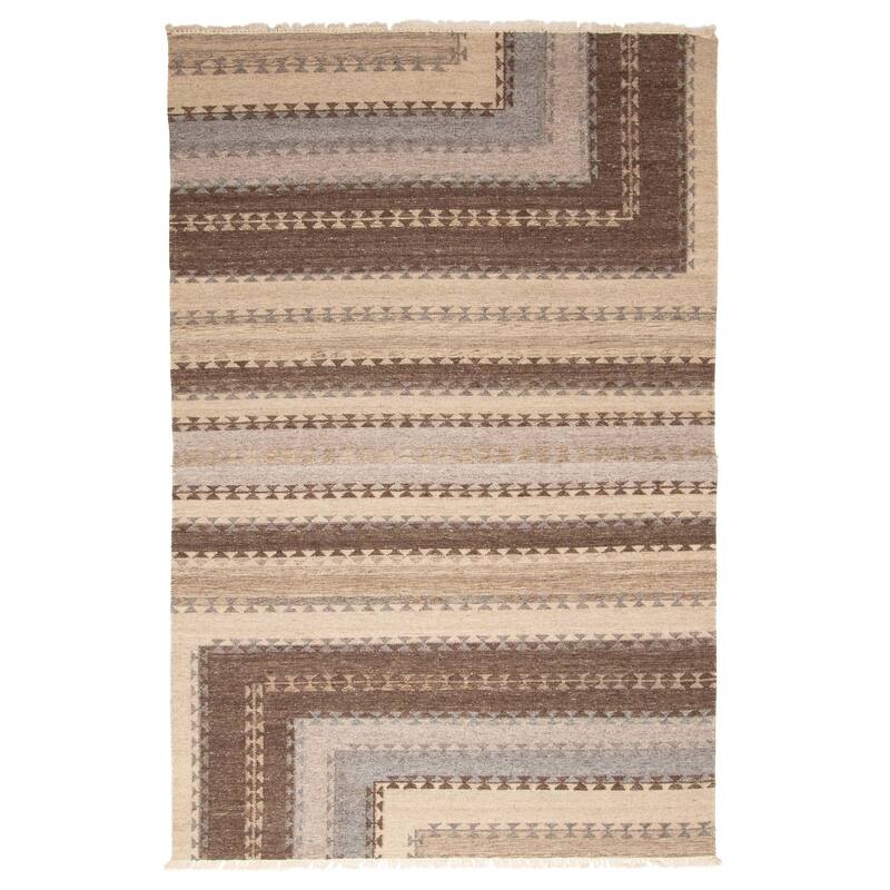 ECARPETGALLERY Flat-Weave Ankara FW Brown Wool Kilim - 5'2 x 8'0