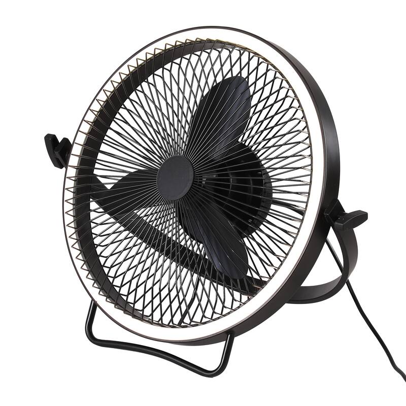 20" Industrial Black 6-Speed Large Portable Fans Floor Fan with Light and Remote