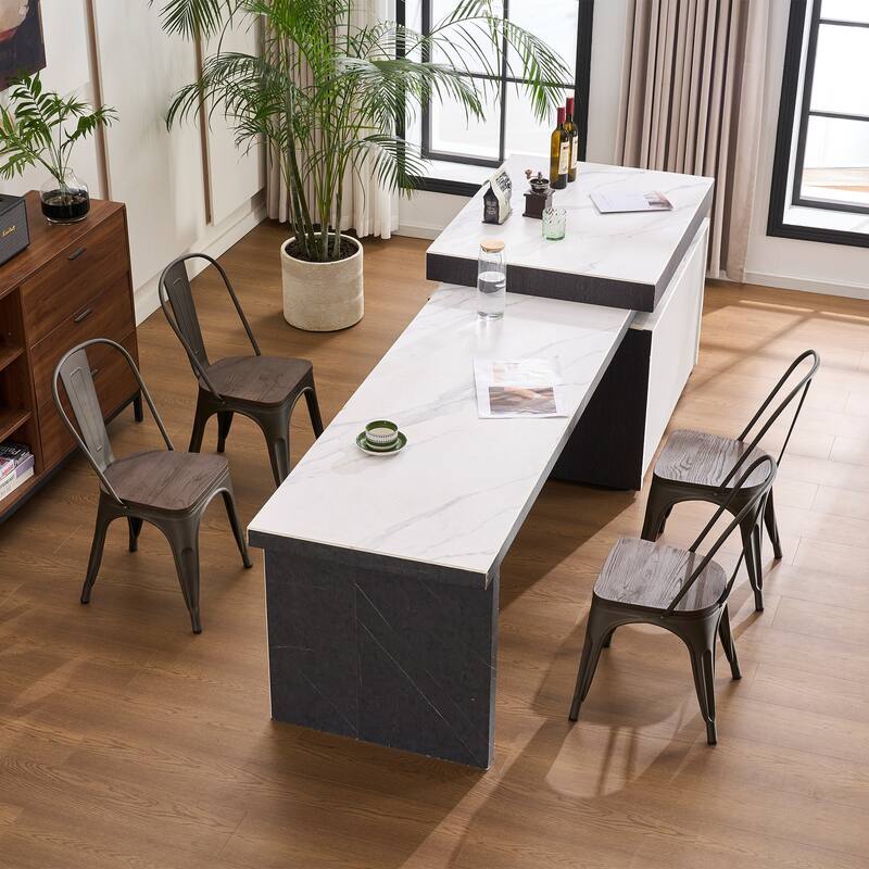 Metal Dining Chairs Set of 4 Stackable Indoor-Outdoor Patio Chair