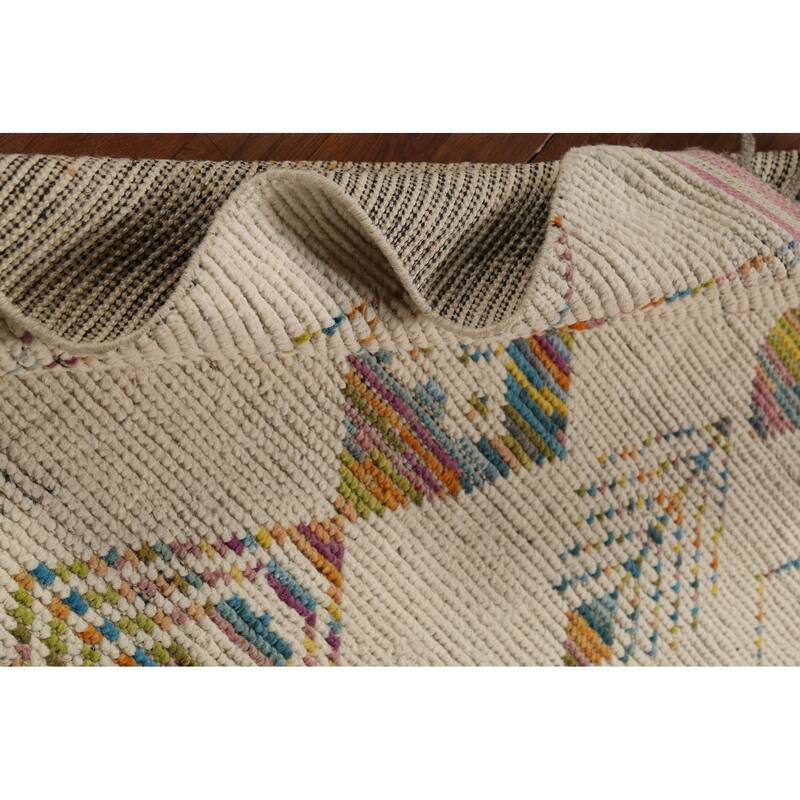 Geometric Moroccan Oriental Area Rug Hand-Knotted Wool Carpet - 5'2"x 8'5"