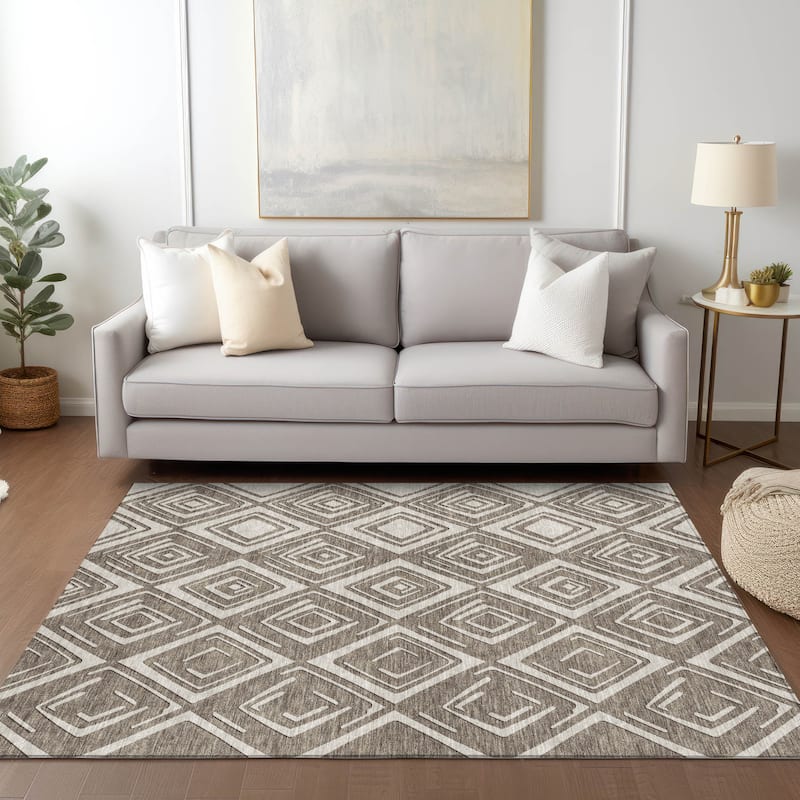 Machine Washable Indoor/ Outdoor Chantille Contemporary Diamonds Rug