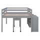 preview thumbnail 11 of 13, Gray Full Wooden Loft Bed with Movable Desk, Drawers, and Guardrail