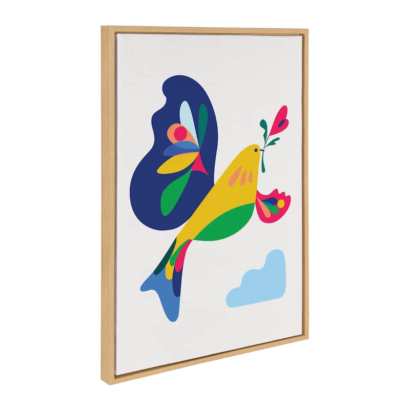 Kate and Laurel Sylvie Peace Dove Framed Canvas by Rachel Lee