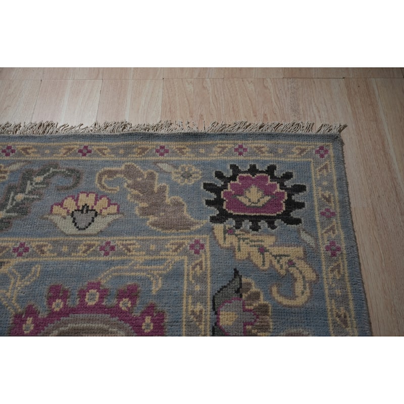 Hand-knotted Wool Blue Traditional Modern Knot Rug - 8' x 10