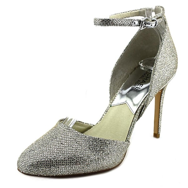 Michael Michael Kors Georgia Ankle Strap Women Pointed Toe Canvas Silver Heels