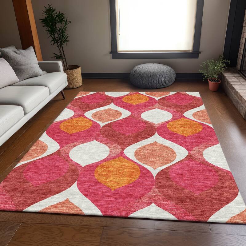 Machine Washable Indoor/ Outdoor Chantille Geo Contemporary Rug