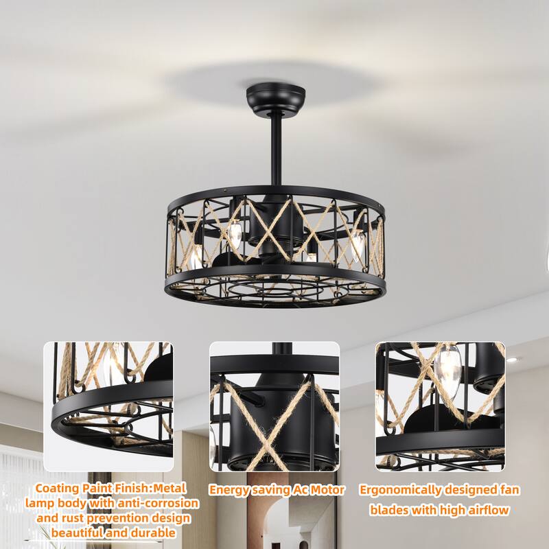 20.4'' 5 ABS Fan Blades, Modern Ceiling Fan with Remote Control, Noiseless Reversible AC Motor for BedrooM