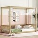 preview thumbnail 12 of 25, Twin Size Mattresses Canopy Bed Frame with Fence, Guardrails, Playroom Floor Bed Kids Four Corner Beds for Children's Room