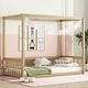 preview thumbnail 1 of 28, Wooden Sturdy Structure Twin Size Canopy Bed Floor Bed with Fence,Guardrails Natural