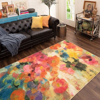 Mohawk Home Blurred Blossoms Abstract Floral Area Rug