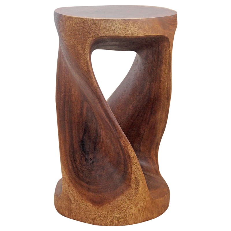 Haussmann® Round Wood Twist Accent Table 14in DIAx23in High Walnut Oil - 14" x 14" x 23"