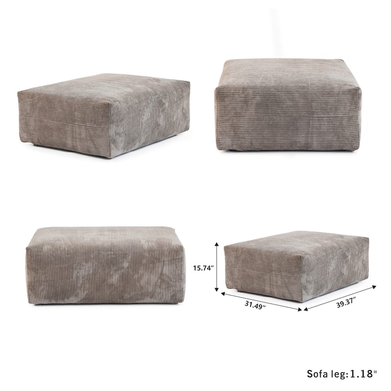 141.73 " Corduroy Large Reversible Modular Sectional Sofa L-Shape Couch with Otoman and Pillow