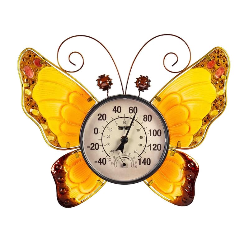 Butterfly Outdoor Wall Thermometer, Blue