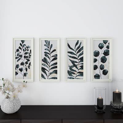 Dark Green Wood Vintage Framed Wall Art (Set of 4)