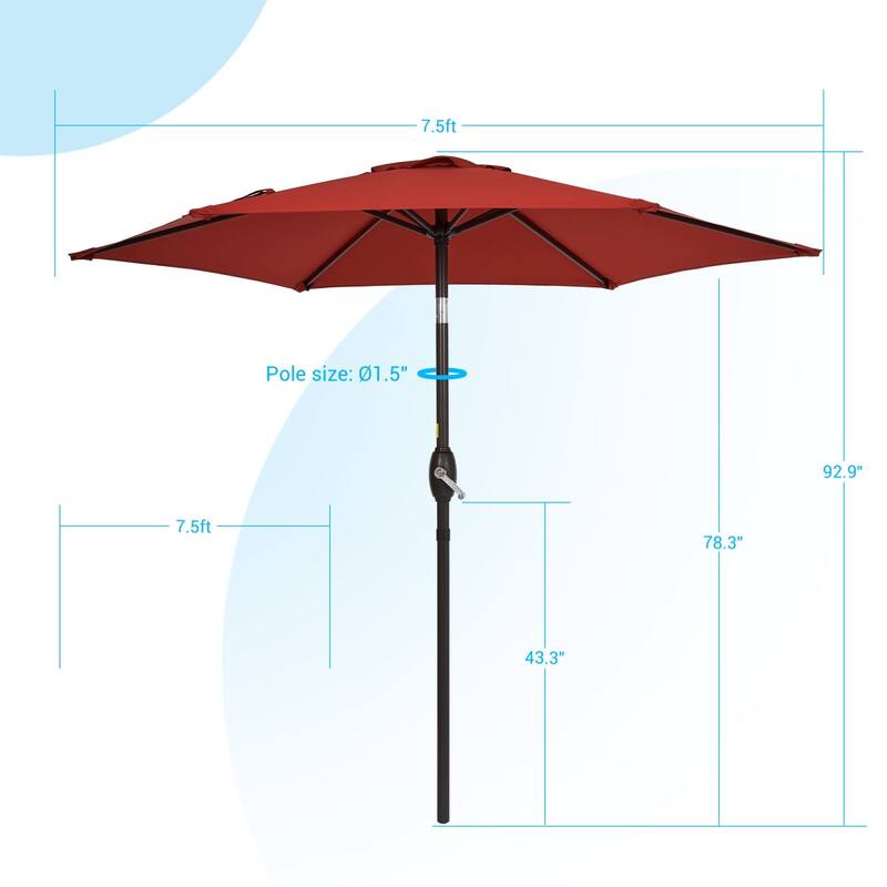 Bonosuki 7.5-foot Waterproof Sunshade Canopy Patio Umbrella