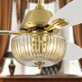 Gable River of Goods 3-blade 42-inch Modern Indoor Ceiling Fan with Hand-Painted Glass Shade and Remote Control