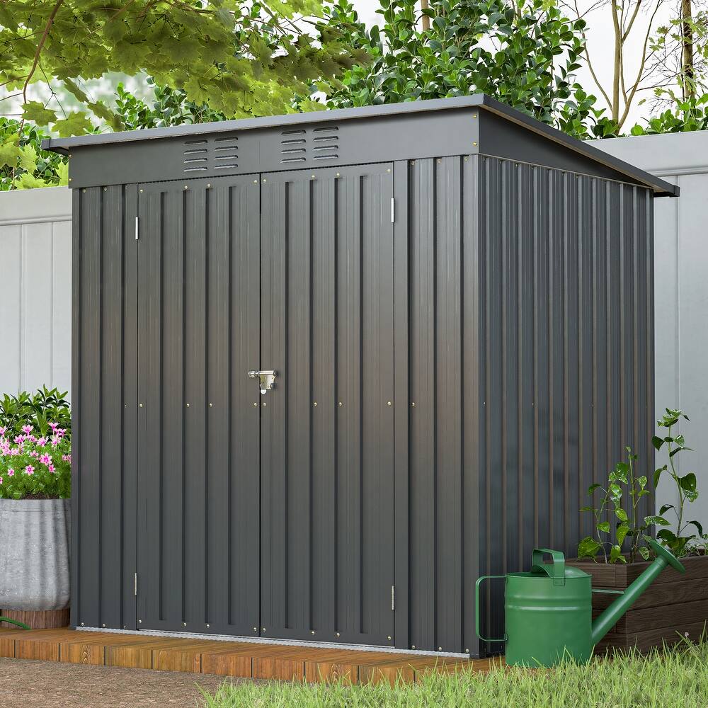 GDFStudio - Lucas All-Weather Outdoor Heavy Duty Metal Storage Shed with Robust Construction and Easy Assembly
