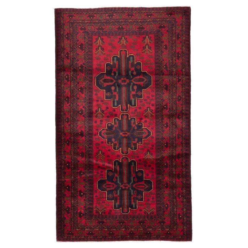ECARPETGALLERY Hand-knotted Teimani Red Wool Rug - 3'8 x 6'5
