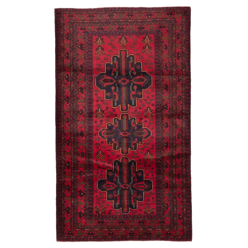 ECARPETGALLERY Hand-knotted Teimani Red Wool Rug - 3'8 x 6'5