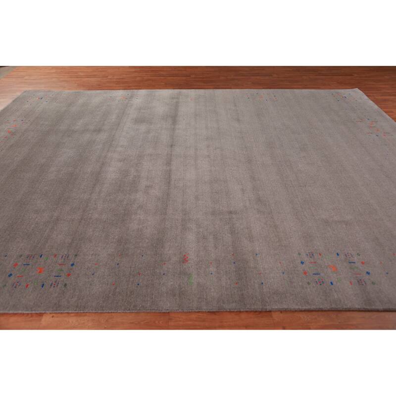 Gabbeh Indian Area Rug Handmade Oriental Grey Wool Carpet - 9'1" x 11'11"