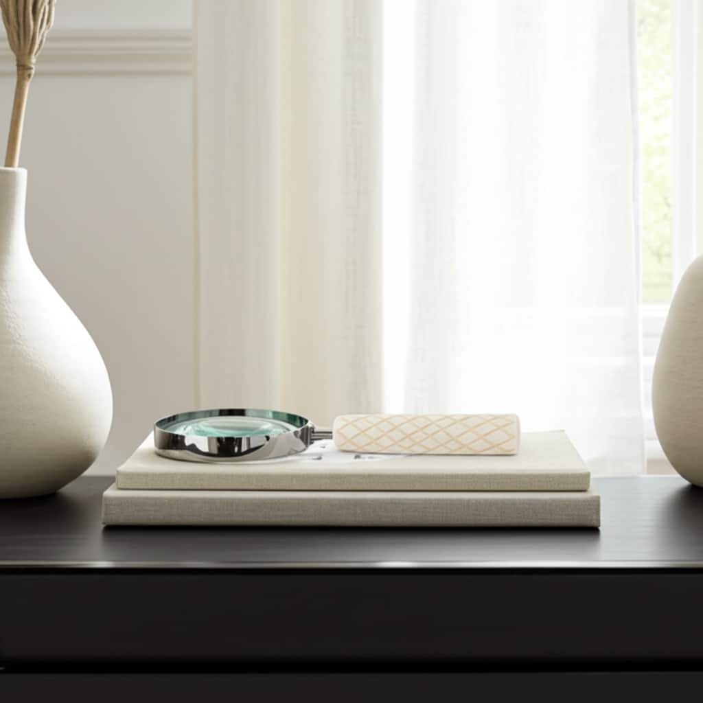 Resin Metal Decorative Object Magnifying Glass Home Decor - 1" Ivory - 4" x 9" x 0.75"