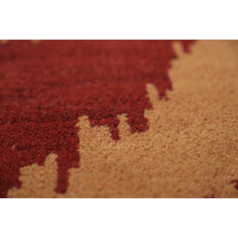 Hand Knotted Oriental 100% Wool Carpet Modern Geometric Red Moroccan Area Rug - 13' 10'' X 10' 0''