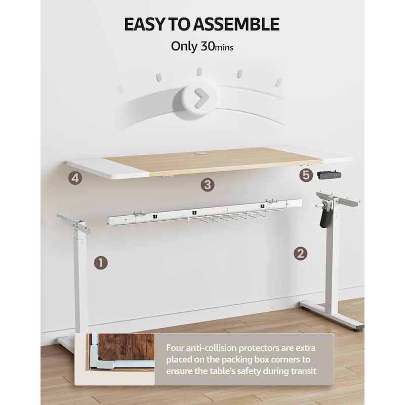 SIAGO Electric Standing Desk Height Adjustable Computer Desk with Cable Management & Spacious Work Surface