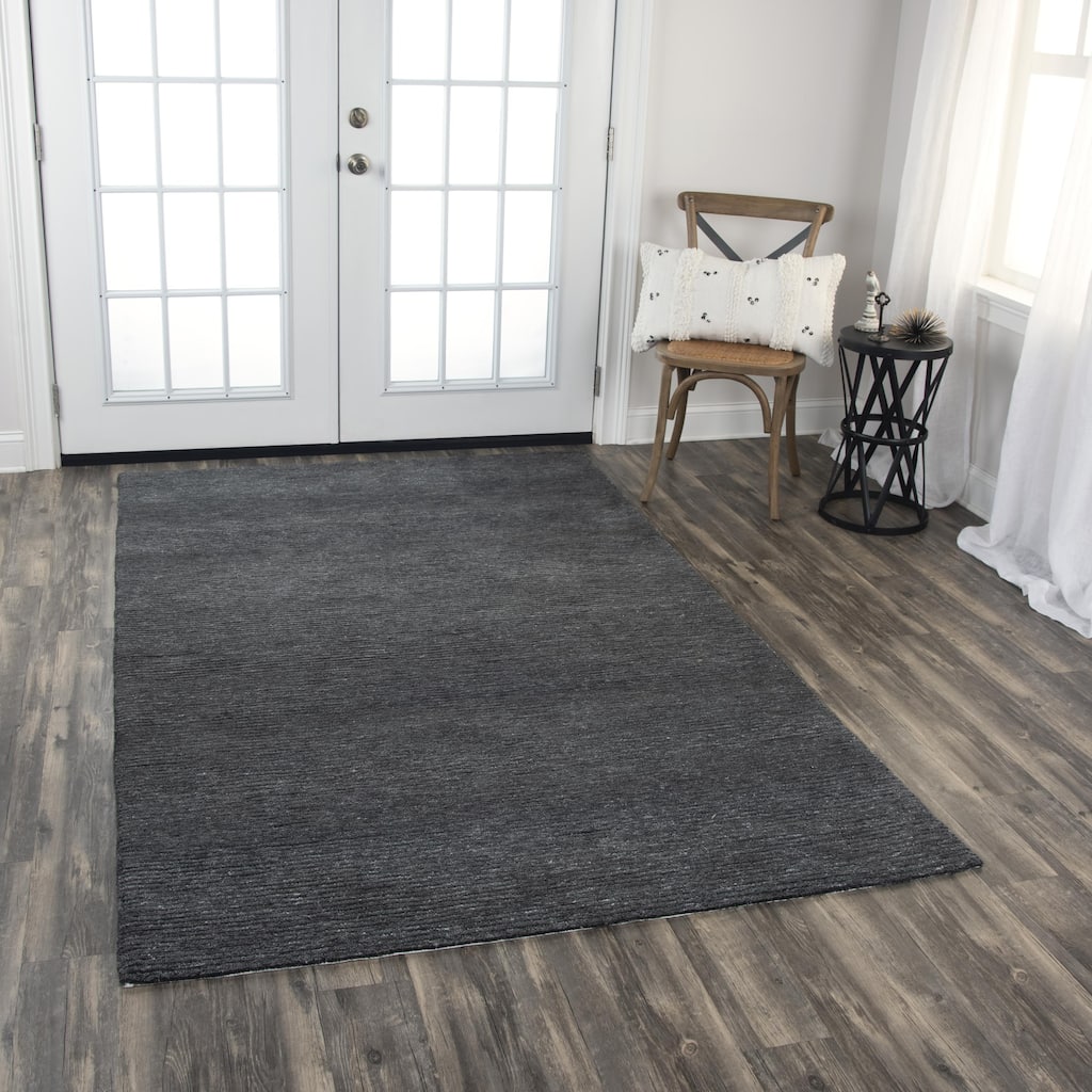 Alora Decor Luna Charcoal Solid Tone-on-tone Hand-tufted Rug