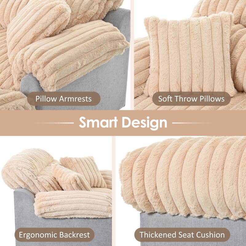 Luxury Cloud Chaise Lounge Sofa with 2 Plush Throw Pillows by Harper&Bright Designs