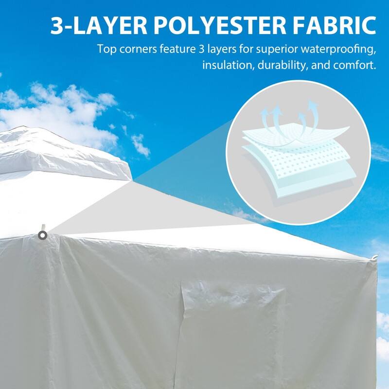 Domi 8' x 8' Universal Winter Gazebo Cover, All Season Waterproof Enclosed Cover with Sidewalls & Ventilated Mesh Windows, White