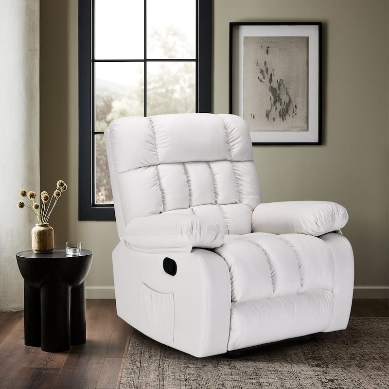 Upholstered Rocker Recliner Chair with Side Pocket, Ergonomic 110°-160°Adjustable Reclining Chairs, Sofa Chair with Footrest