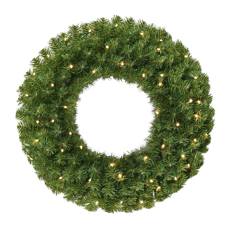 Puleo International 24" Pre-Lit Battery-Operated Artificial Christmas Wreath