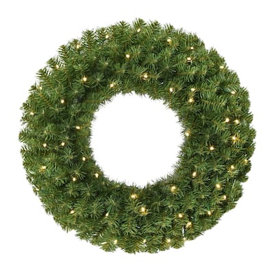 Puleo International 24" Pre-Lit Battery-Operated Artificial Christmas Wreath