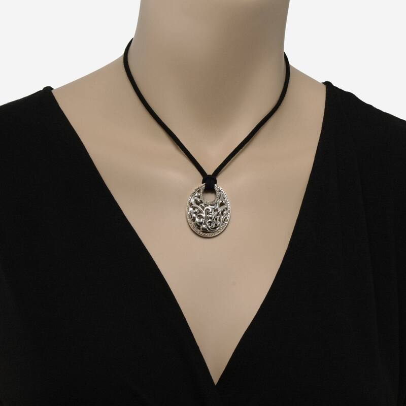 Charles Krypell Sterling Silver and Brown Diamond Pendant Necklace - 18
