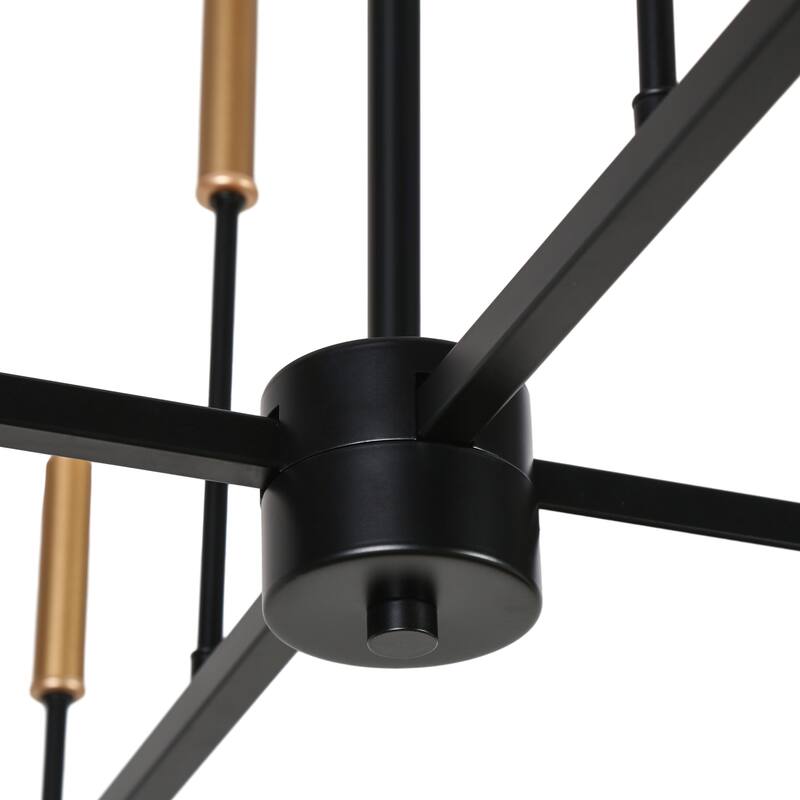Modern 8-Light Black Gold Chandelier Classic Candle Lights for Dining Room - D 30.7" x H 90" Max