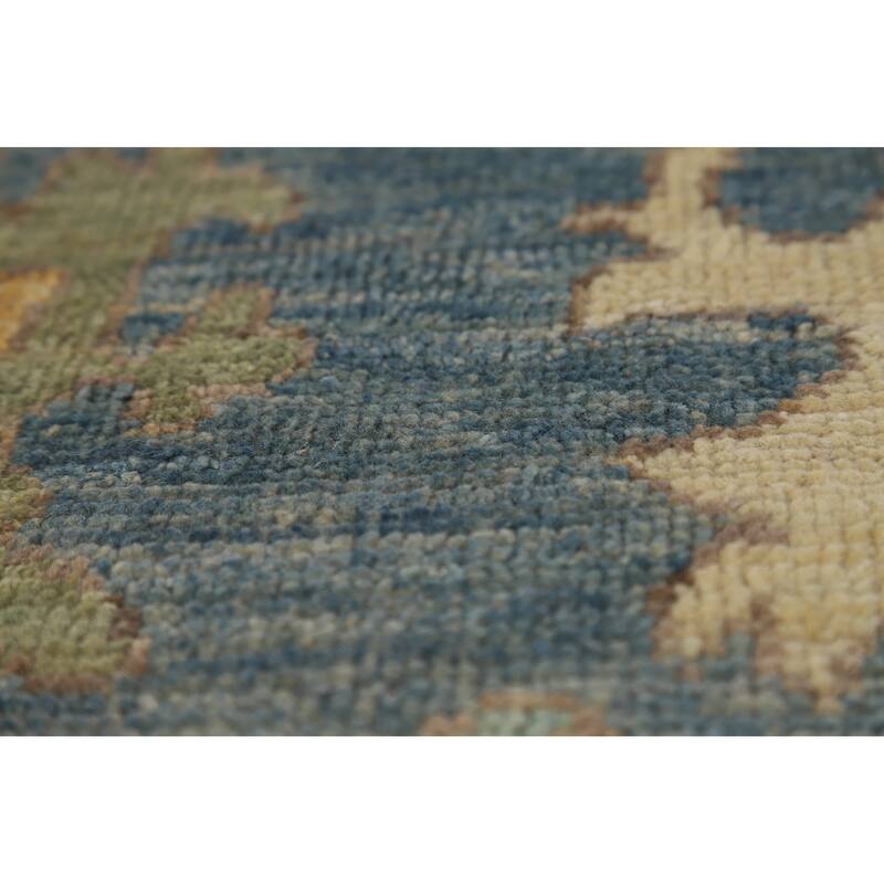 Hand Knotted Oriental 100% Wool Carpet Transitional All-Over Navy Blue & Blues Oushak Area Rug - 10' 8'' X 8' 0''