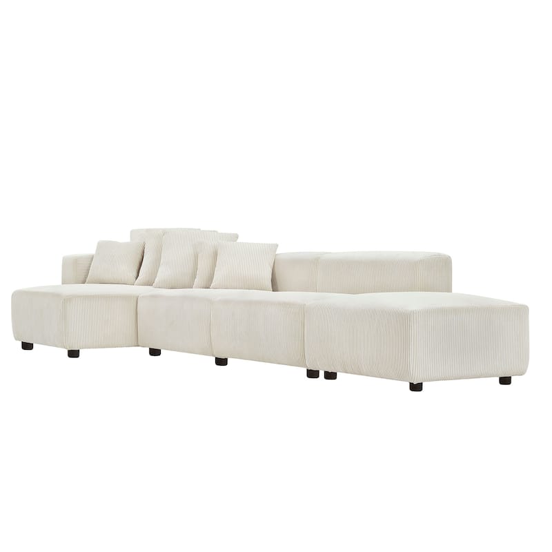 L-Shaped Corduroy Sectional Modular Sofa