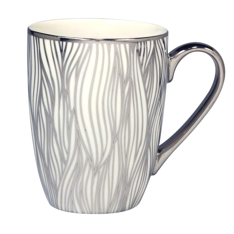 Certified International Matrix Silver Plated Tapered 16 oz. Mugs, Set of 6 Assorted Designs