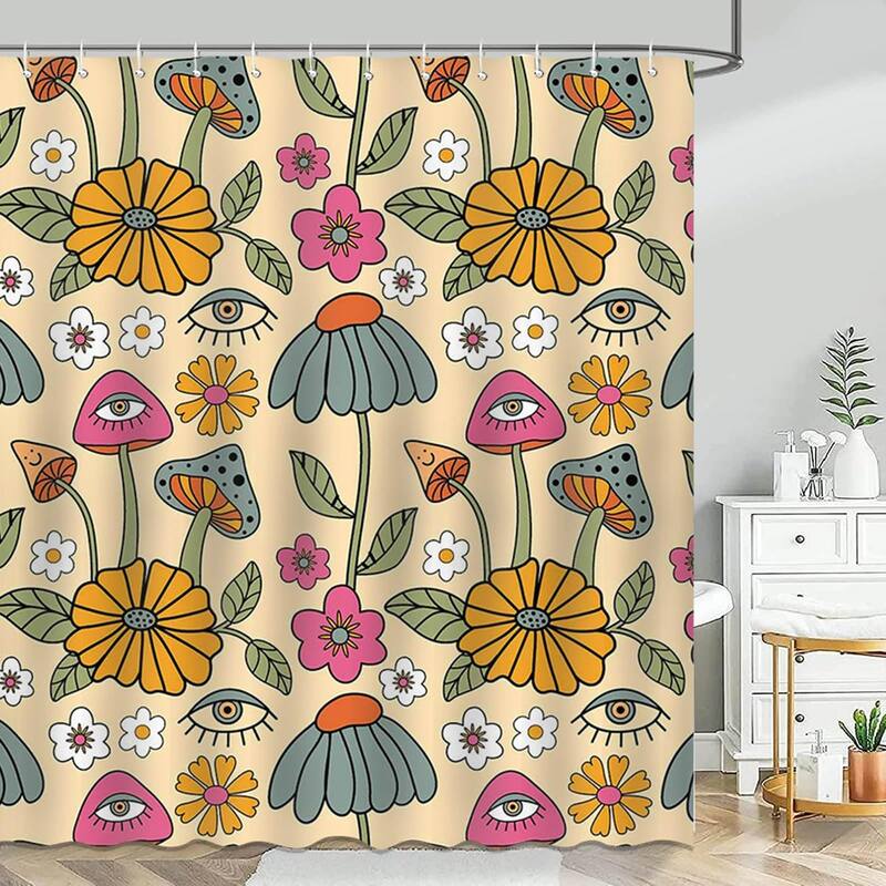 Bathroom Curtain Funky Mushroom Shower Curtain Set 72x72 Inches