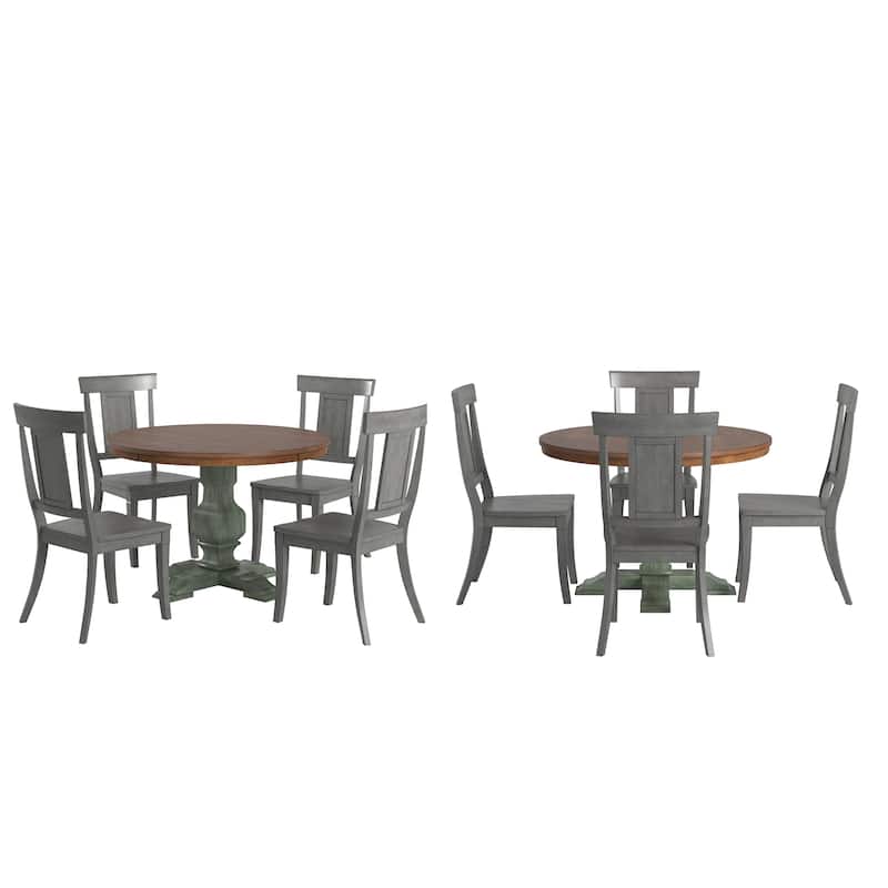 Ronda 45" Round Solid Wood Top Dining Set with Panel Back Chairs