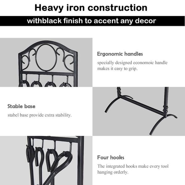 Shop Costway 5 Pieces Fireplace Tools Set 4 Tools Decor Holder
