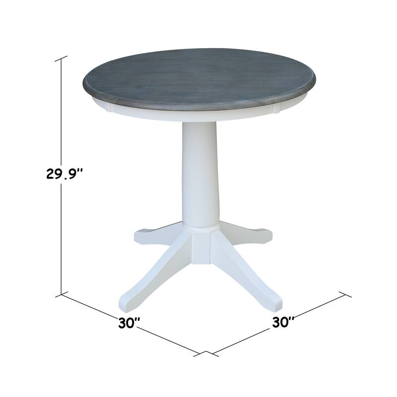 30" Round Top Pedestal Table - White/Heather Gray - N/A