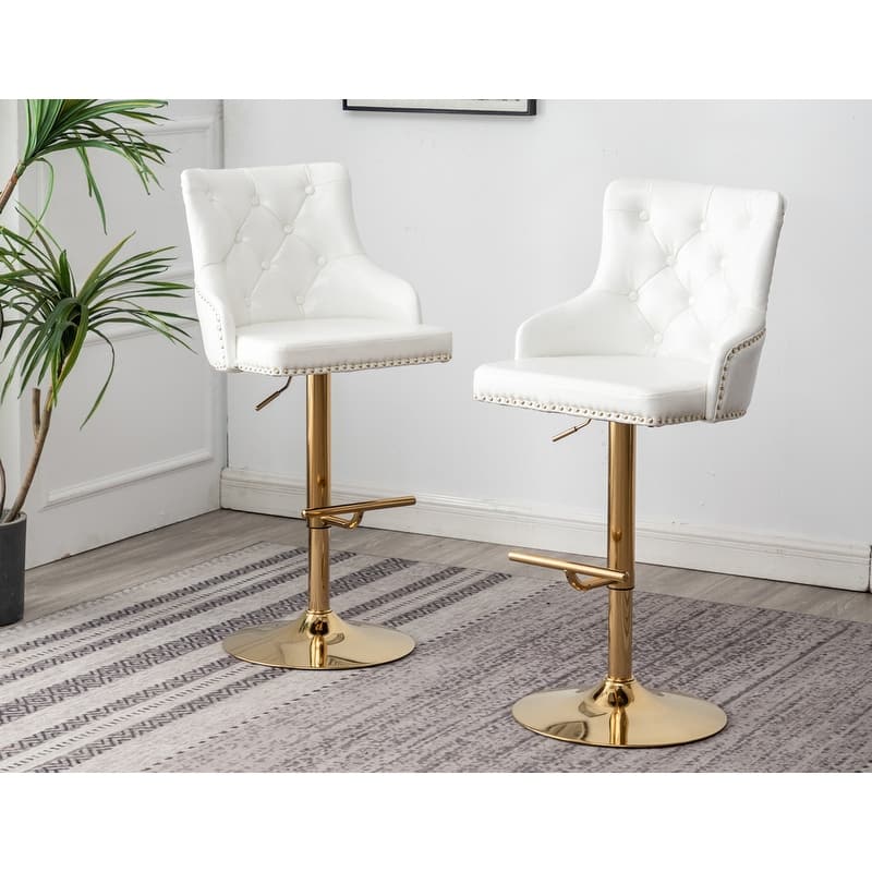 Best Master Furniture Adjustable Swivel Bar Stools with Gold Base (Set of 2)
