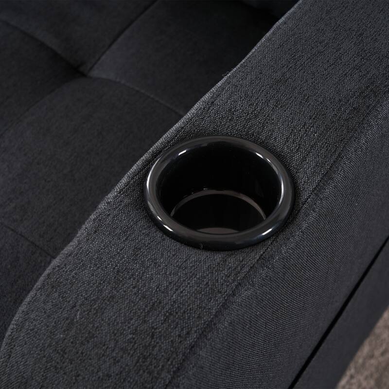 Modern 31.5" Upholstered Buttons Tufted Arm Chair with Storage and Cup Holders for Living Room