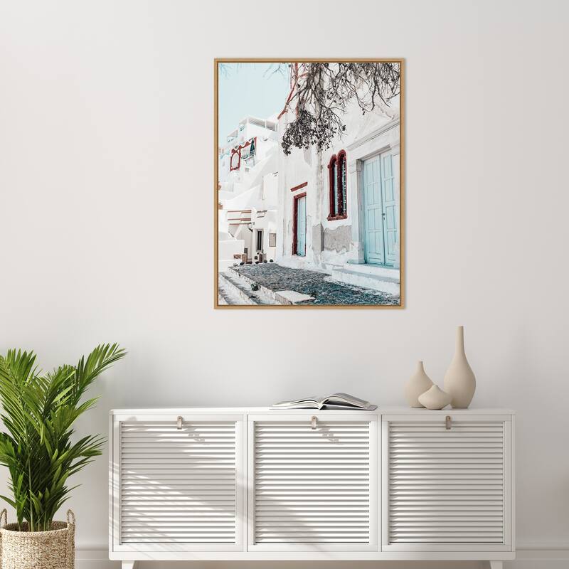 Santorini Charm 3 by Bella Eve Framed Canvas Wall Art Print - Sylvie Natural