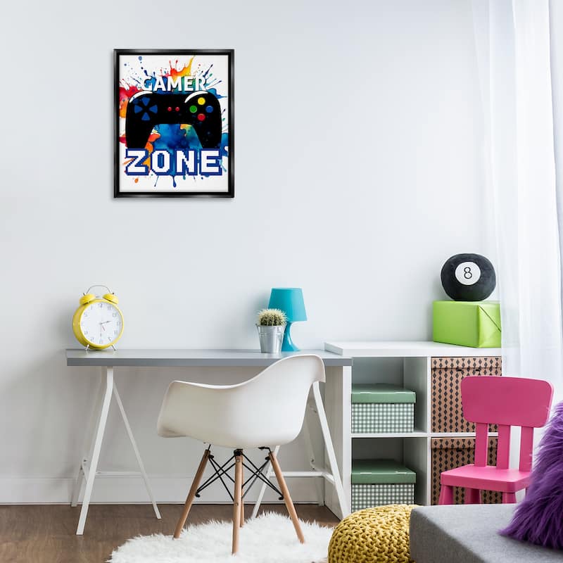 Stupell Vivid Modern Gamer Zone Framed Floater Canvas Wall Art Design By Kim Allen