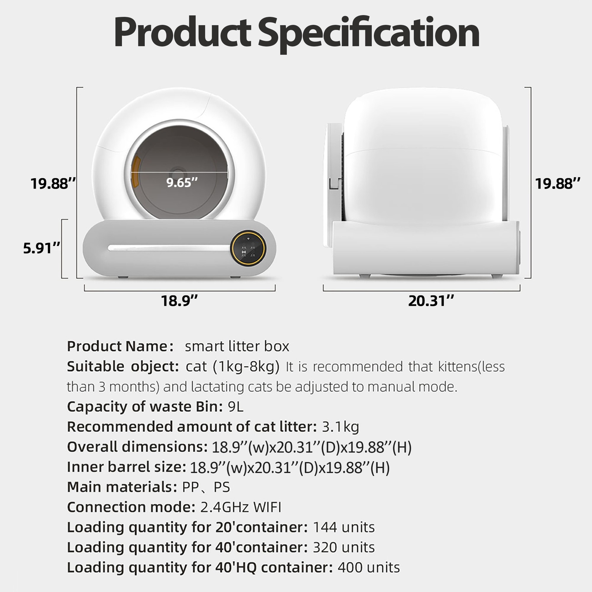 Smart Self cleaning Cat Litter Box for Multiple Cats Support App Control
